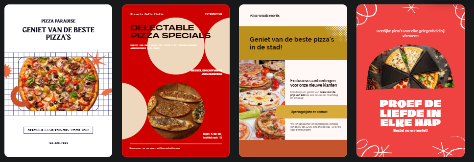 Pizzaflyer voorbeelden van Canva AI